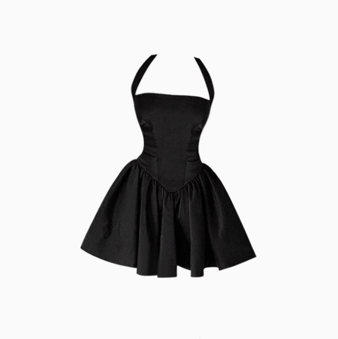 High-grade tube top halter neck dress 2025 backless waist tutu skirt R1214