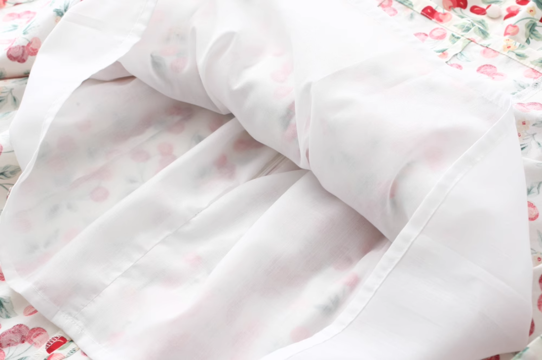 French American retro cherry design slimming waist cinching camisole dress new style R2876