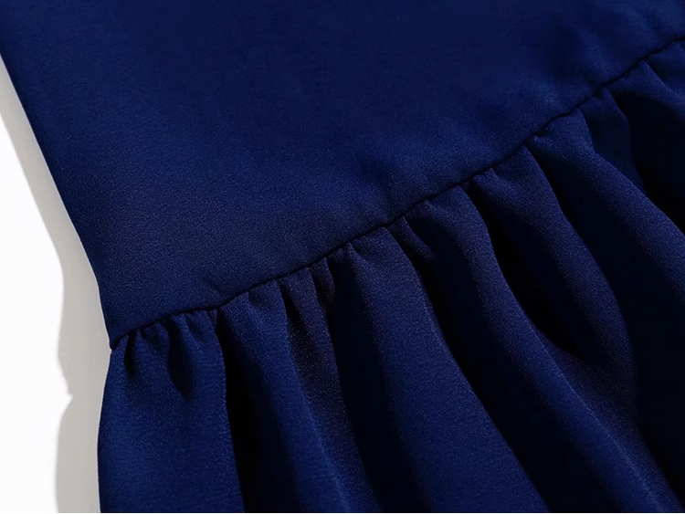 2025 Summer New Blue Beach Temperament Seaside Vacation Long Suspender Dress R0960