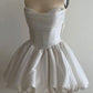 White satin tube top waist sexy puffy skirt short skirt homecoming dress R4091