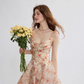 French suspender dress floral dress holiday wear short skirt R2698
