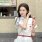 Tea break French style doll collar white dress small fresh cute long dress gentle style slim R1641