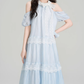 French design lace halter dress holiday style beautiful off-shoulder long dress R2399