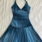 Blue gradient halter neck slim waist mini skirt homecoming dress R2624