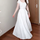 Elegant and decent skirt, gentle style, beautiful waist A-line white dress R0717