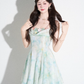 Three-dimensional flower suspender dress beautiful summer ruffled large swing A-line skirt R4109