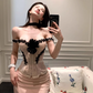 French heavy lace tube top 2025 pure desire style hip fishtail skirt suit R1142
