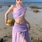 Photo skirt waist-baring one-shoulder dress design seaside atmosphere holiday beach skirt R1592