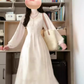 Tea break French style gentle temperament v-neck long-sleeved dress super beautiful waist skirt female R0467