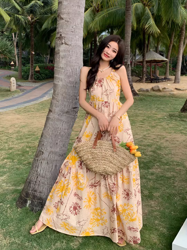 Beach dress for photo shoot, suspender dress with bow back, holiday style R1620