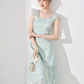 Temperament dress new summer French waist high-end mid-length niche design printed skirt R4262