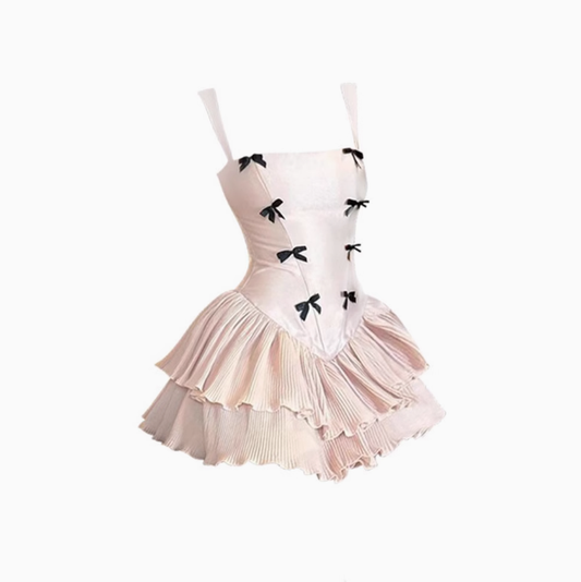 Pure desire style bow suspender dress 2025 large size thousand gold waist skirt R1103