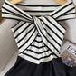Navy collar gentle style dress women's new black and white waist temperament dress long skirt R3998