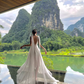 White beach dress fairy long skirt elegant super fairy seaside vacation R1563