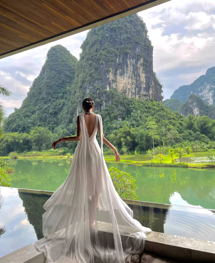 White beach dress fairy long skirt elegant super fairy seaside vacation R1563