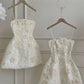White suspenders three-dimensional flower slim pattern A-line skirt homecoming dress R2553