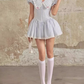 Sweet and spicy baby doll collar puff sleeve striped dress 2025 pure desire waist A-line skirt R1281