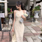 New Chinese style jacquard dress for women, new style, beautiful, light luxury, temperament long dress R4215