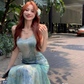 Blending fishtail skirt waist slimming princess holiday suspender dress long skirt R1737