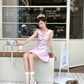 Navy collar bow waist dress summer French fashion temperament skirt R4738