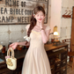 Solid color long mesh square neck suspender dress summer French style temperament skirt R4871