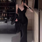 French high-end satin suit jacket 2025 sister style backless suspender skirt suit R1374