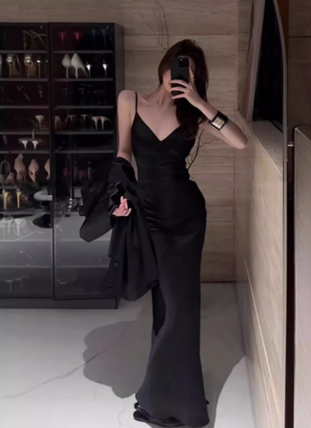 French high-end satin suit jacket 2025 sister style backless suspender skirt suit R1374