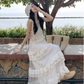 Atmosphere outfit suit holiday beautiful small sling hollow vest skirt a complete set R1746