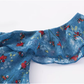 French retro blue floral ruffle dress 2025 new temperament long dress R2595