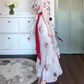 Retro floral one-shoulder dress with gentle temperament and slim waist and hip skirt R0645
