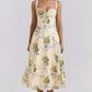 Floral halter low-cut neckline slim sexy A-line long skirt homecoming dress R2477