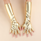 Half Finger Patent Leather Stretch Gloves Holiday Party Cosplay Costume Decoration Mid-Length     S6264