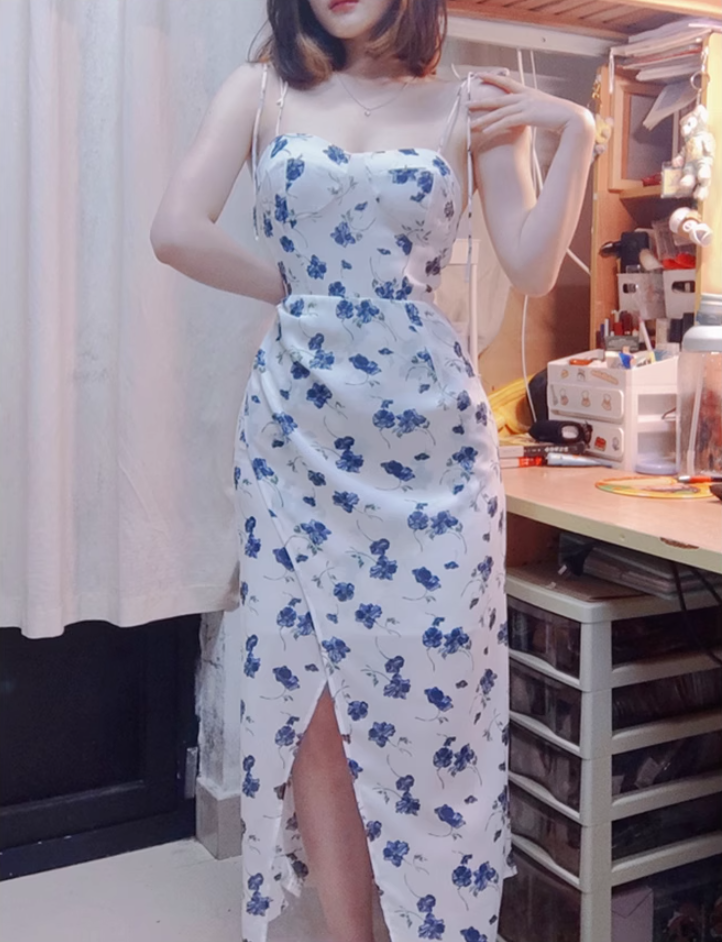 Holiday style long white 2025 new temperament dress R2659