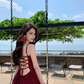 Retro temperament suspender dress beautiful waist slit long skirt R0572