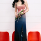 Design suspender dress high waist summer waist slimming gradient irregular long skirt R3328