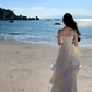 Fairy high-class temperament mermaid Ji streamer suspender skirt dress dress one shoulder dress R1715