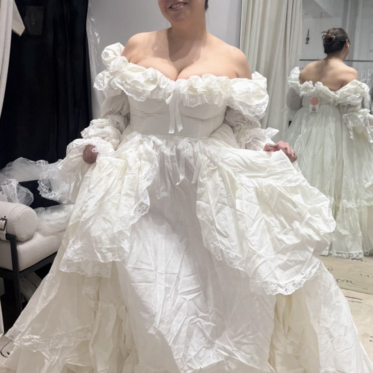 Stunning Lace Puffy Women's Prom Gown White Waist Fitted Maxi Evening Dress Birthday Dress — Fall Outfit 2026 New RS3238