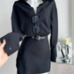 Shirt dress long sleeves new style waist black shirt dress R2103