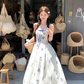 Women's summer French retro slim fit dress with waist suspenders R4698