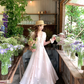 Pink long v-neck short-sleeved waist dress summer French retro temperament high-end dress R4743