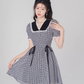V-neck plaid dress summer tea break French skirt new style skirt niche design R4498
