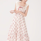 French style gentle sweet floral dress new lace waist long skirt R2380