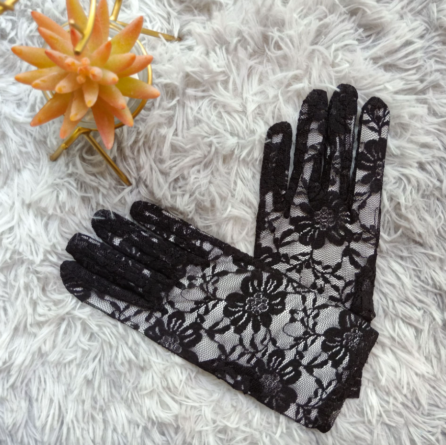 Bridal wedding gloves sun protection short lace full finger thin gloves performance gloves     S6251