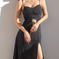 French retro waist slimming sexy side slit suspender dress holiday long skirt R2814