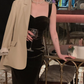 Velvet sling wine red dress retro Hong Kong style French design banquet dress R1436