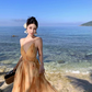 Vacation wear backless long dress beach dress island style suspender dress beach dress R1604