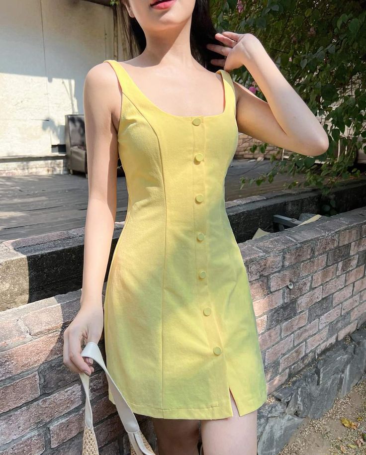 Yellow vest waist slim fit A-line short skirt homecoming dress R3916
