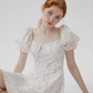 Jasmine French floral dress small fresh sweet puff sleeve short skirt R2763