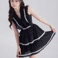 Black V-neck dress women's summer high waist princess skirt new design niche A-line short skirt R4465