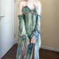 Irregular smudged halter neck dress gentle temperament beautiful beach dress R0737